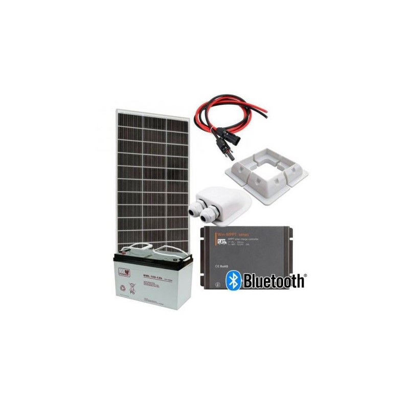 Zestaw solarny 200W MPPT AKU 100AH do kampera, łodzi, domek