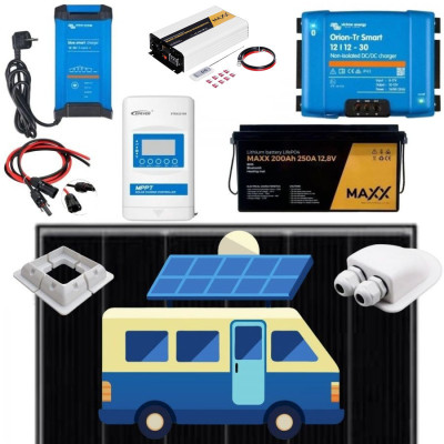 DUŻY ZESTAW ZASILANIA SOLARNEGO NA KAMPER 405W