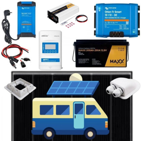 DUŻY ZESTAW ZASILANIA SOLARNEGO NA KAMPER 405W