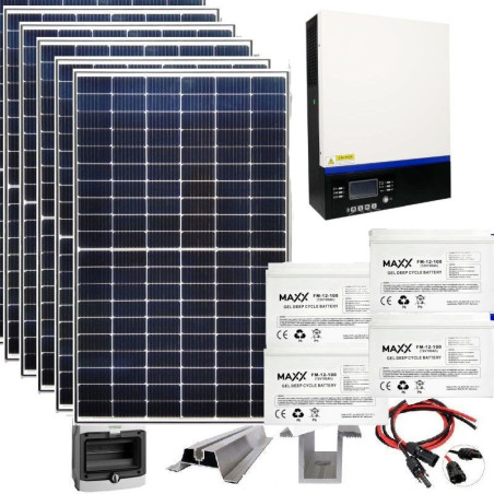 Zestaw solarny na domek letniskowy 2,3 KW 230VDC + 4 Aku
