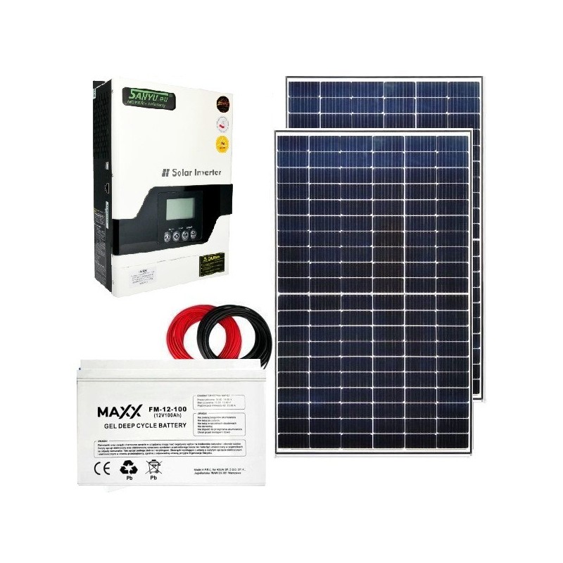 Zestaw Off-Grid- 2xPanel PV 375W + Aku + Sanyu SPV18-1012VPM Zestaw Off-Grid- 2xPanel PV 375W + Aku + Sanyu SPV18-1012VPM