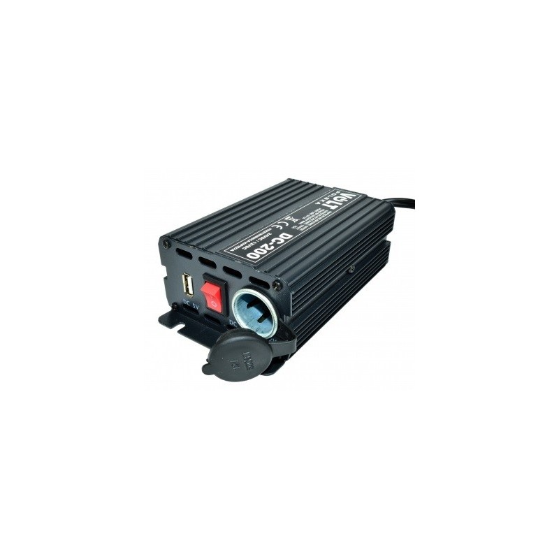 Przetwornica napięcia VOLT  24V / 12V - DC 200 USB + zap.