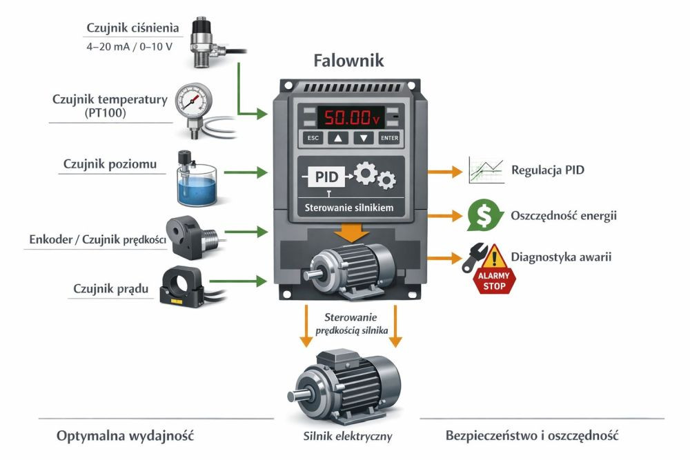 Integracja czujników przemysłowych z falownikami – jak zwiększyć niezawodność i efektywność systemów automatyki